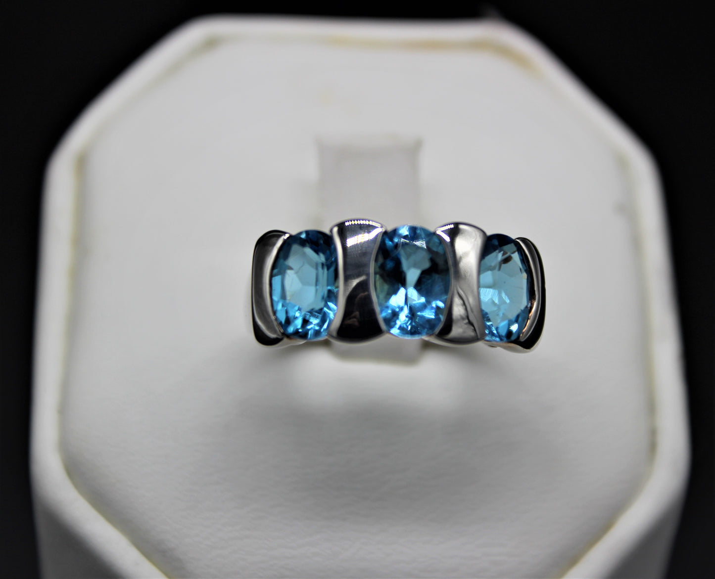 Sterling Silver 3 Stone Topaz Ring