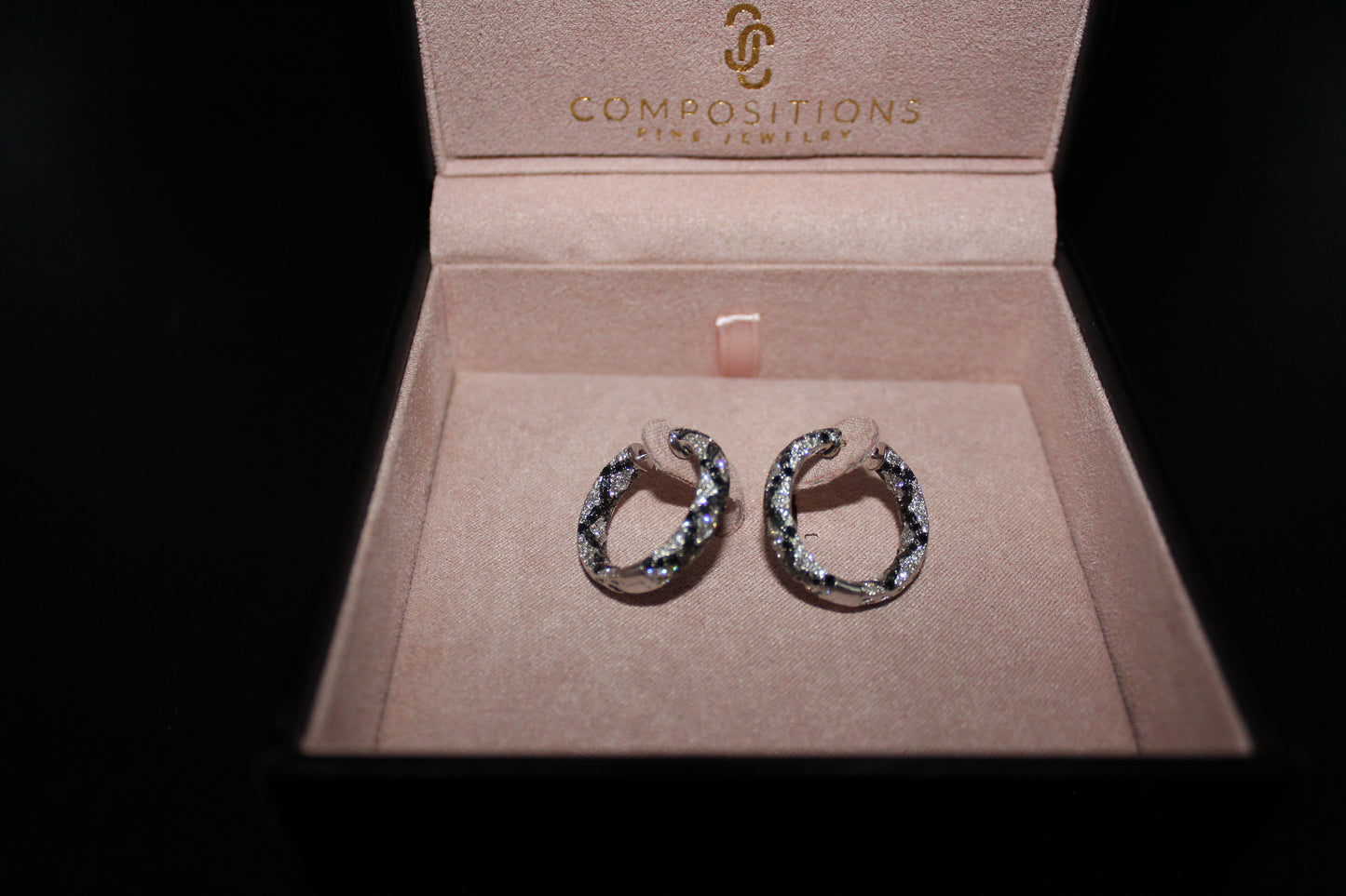 Black and White Diamond Pave Earrings