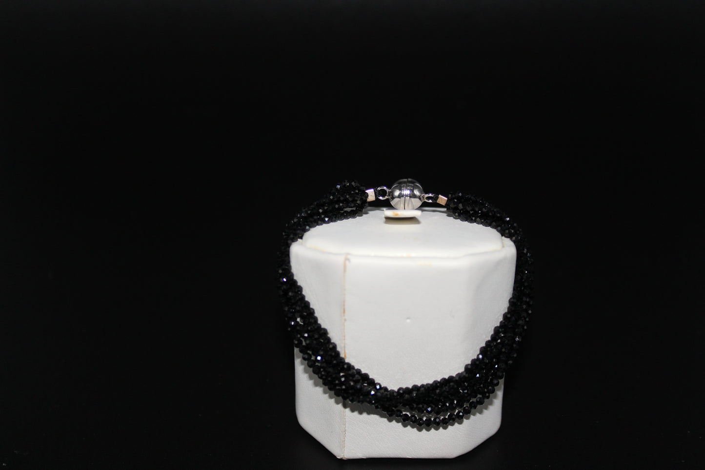 Six Strand Faceted Black Spinel Bracelet