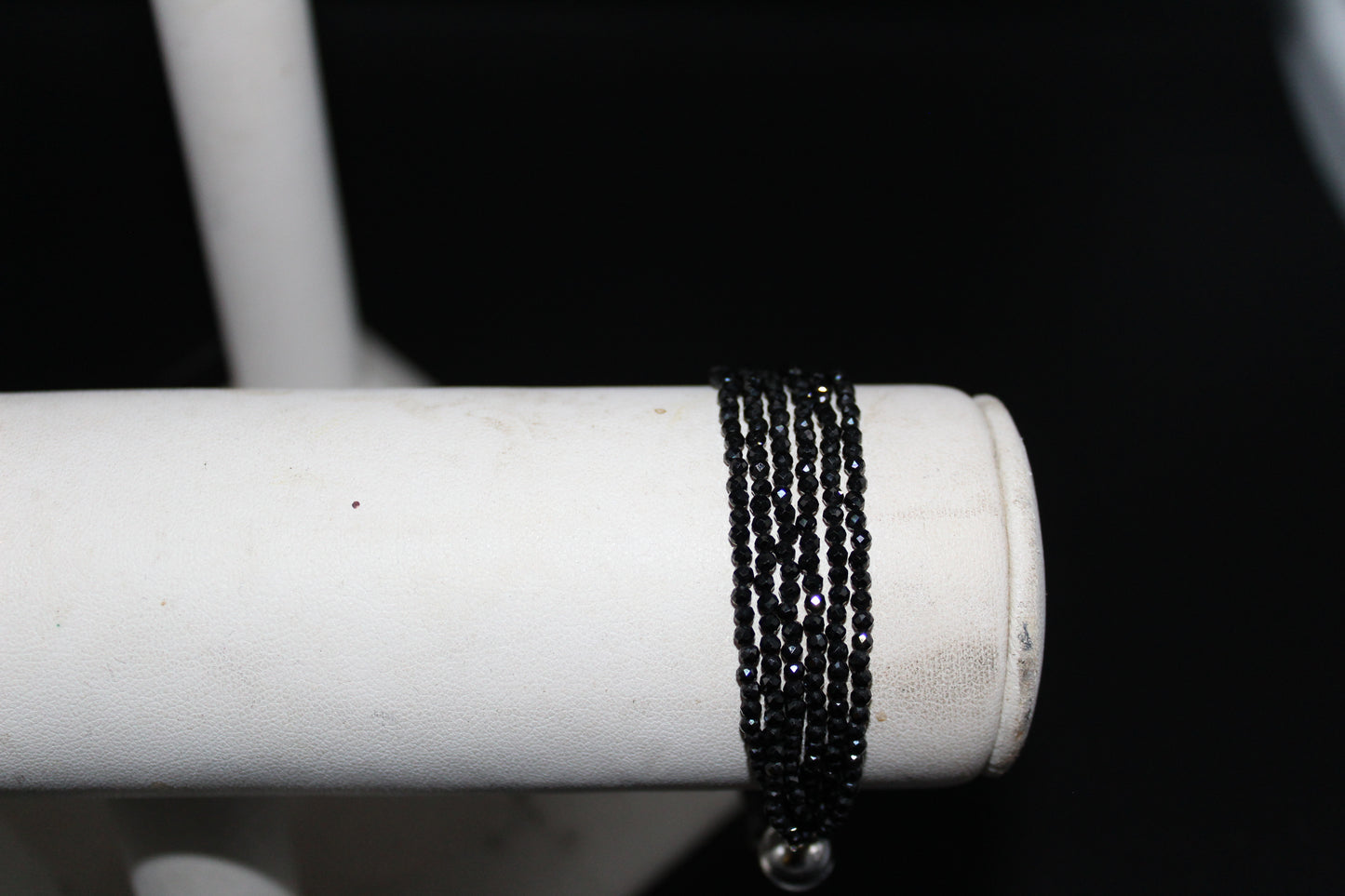 Six Strand Faceted Black Spinel Bracelet