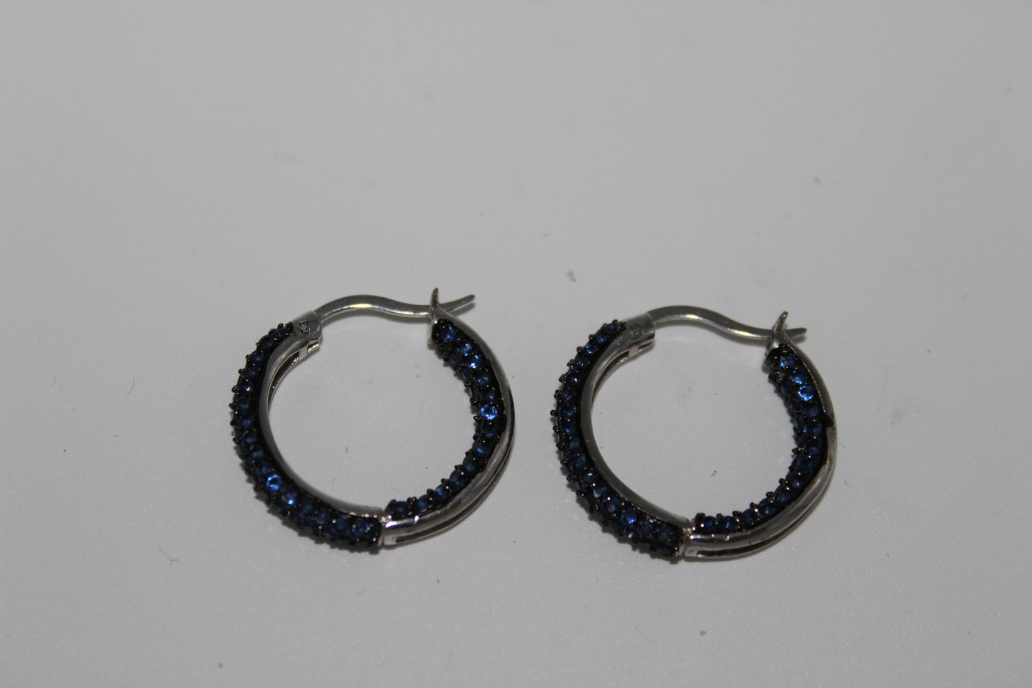 Blue CZ Hoop Earrings