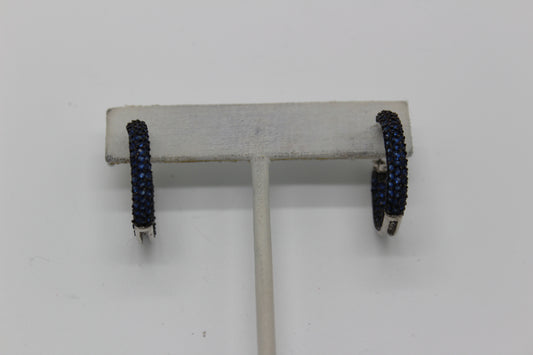 Blue CZ Hoop Earrings