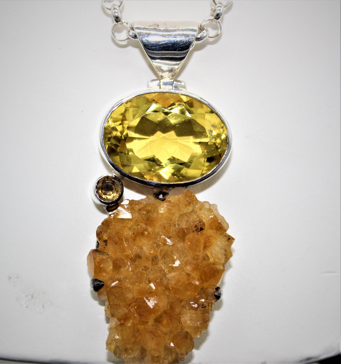 Faceted and Rough Citrine Pendant