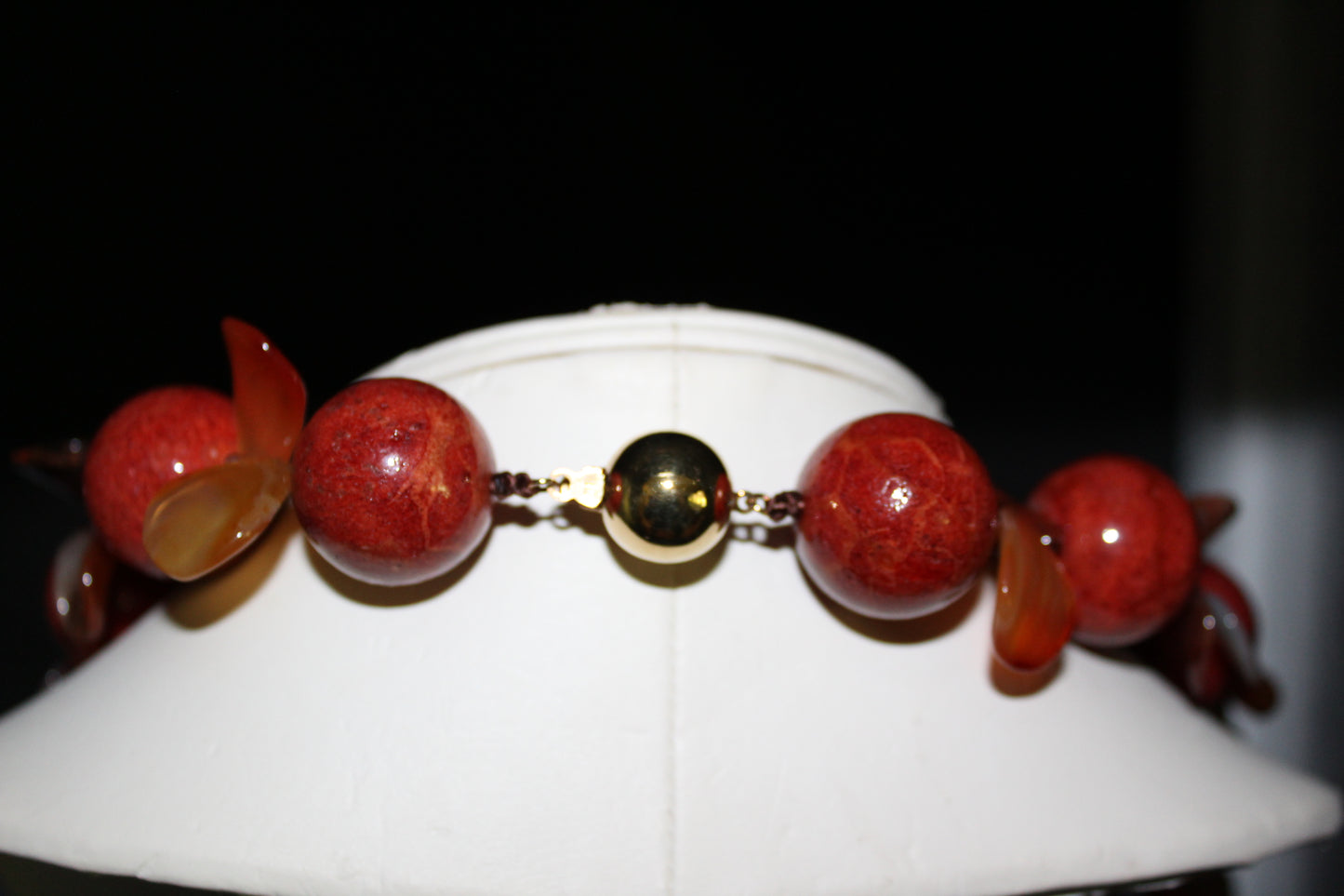 Corral and Carnelian Flake necklace