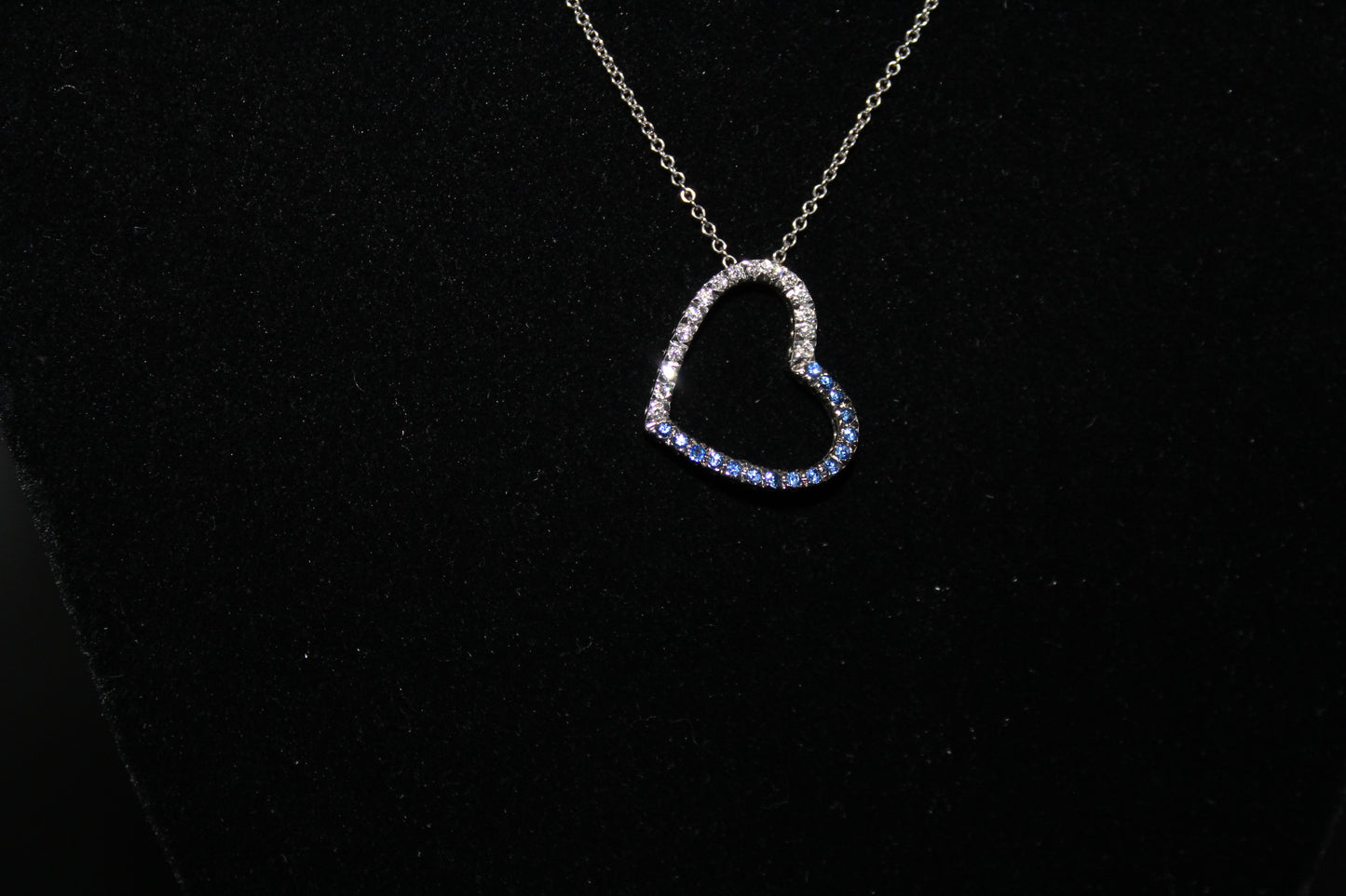 Sapphire and Diamond Heart Shaped Pendant