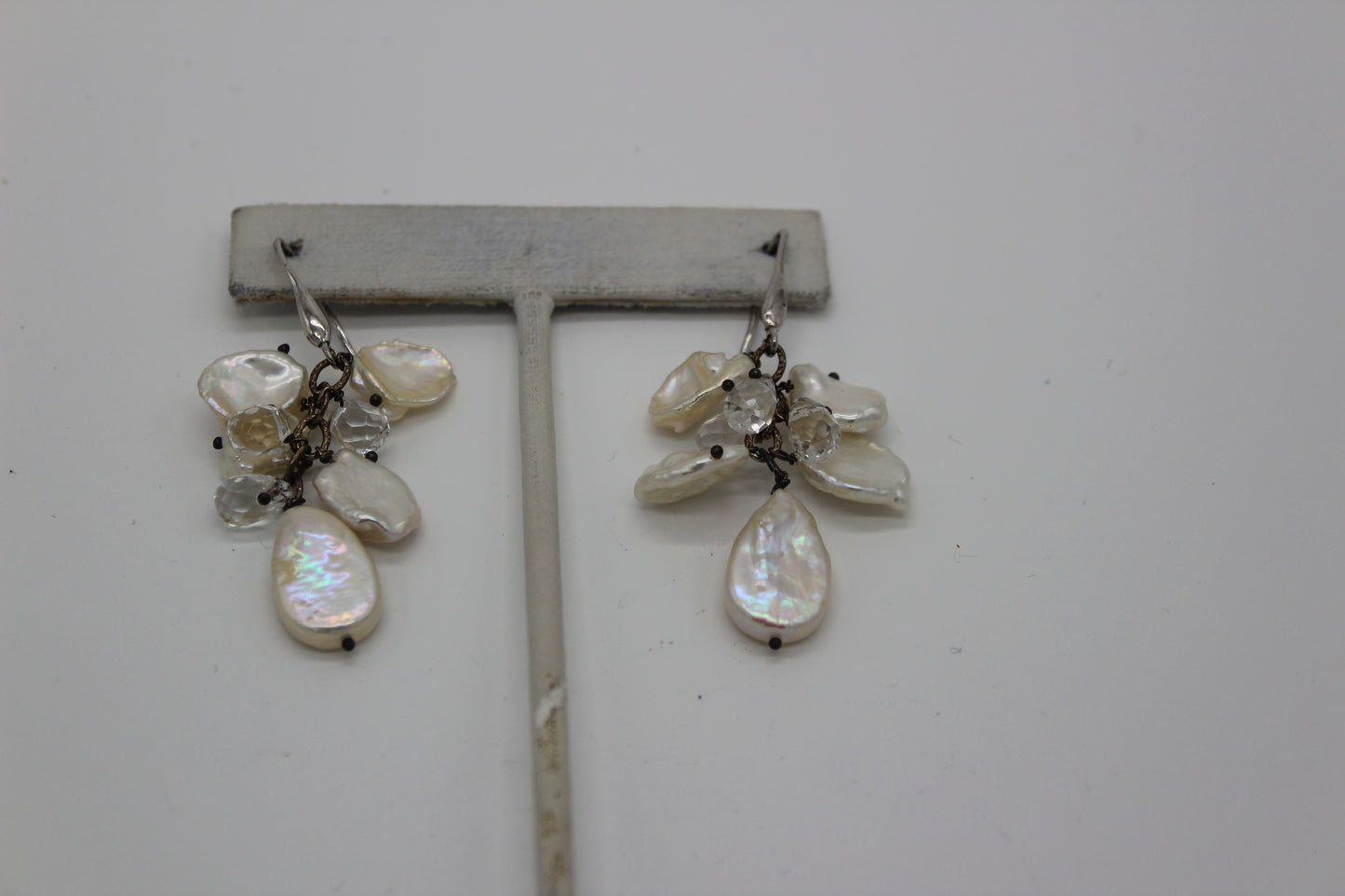 White pearl earrings