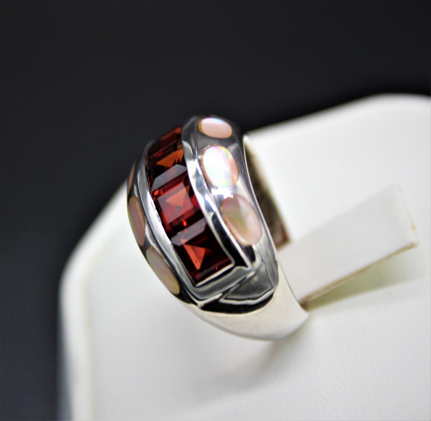 Garnet and Mother of Pearl Ring