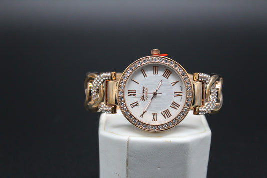 Rose Tone Geneva Swarovski Crystal Watch