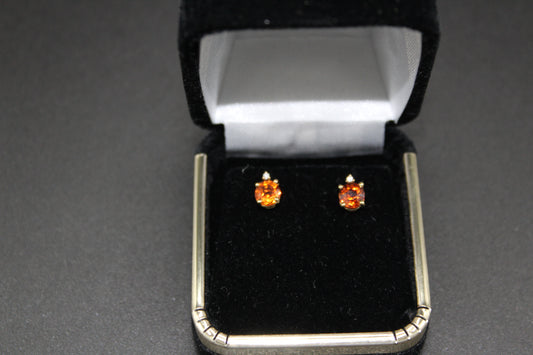 Hessonite Garnet Stud Earrings