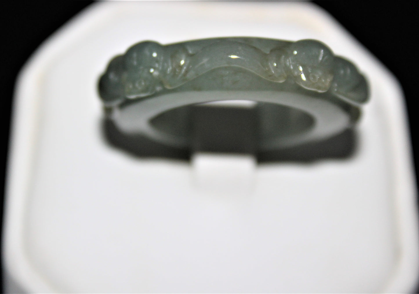 Jade carved bat ring