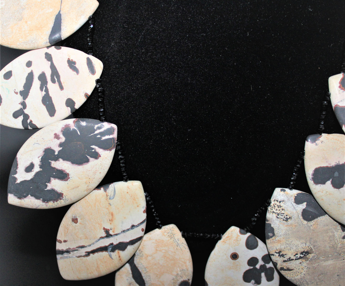 Dalmatian Jasper and Black Spinel Necklace