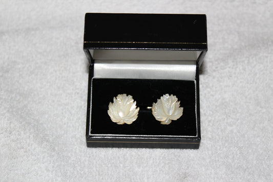 Vintage Mother of Pearl Leaf Cufflinks