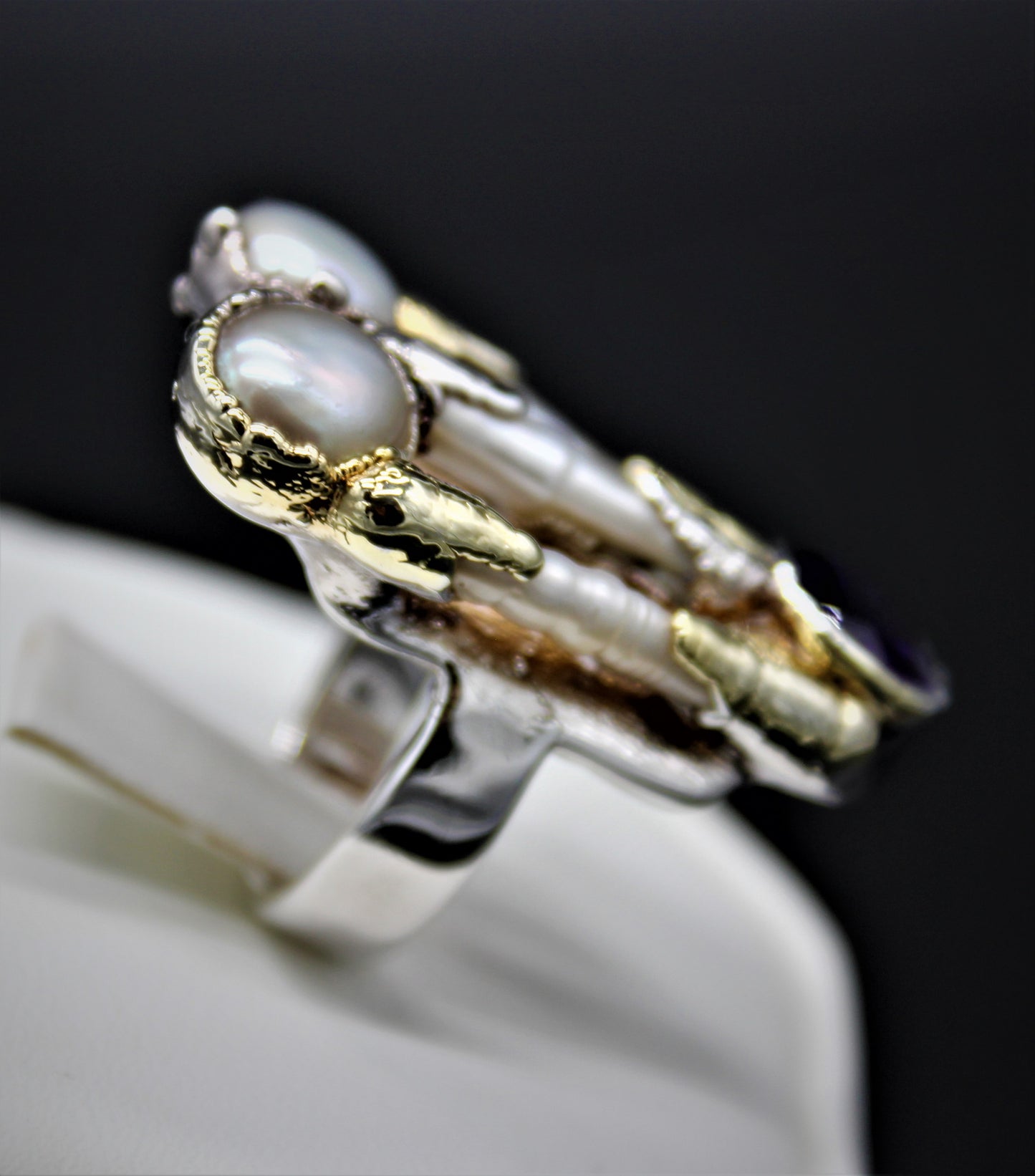 Fresh Water Pearl and Amethyst Ring