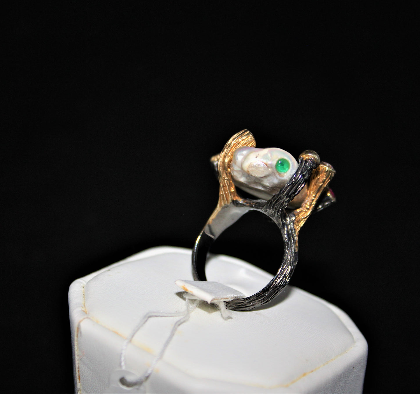 Pearl Ruby Topaz and Emerald Ring