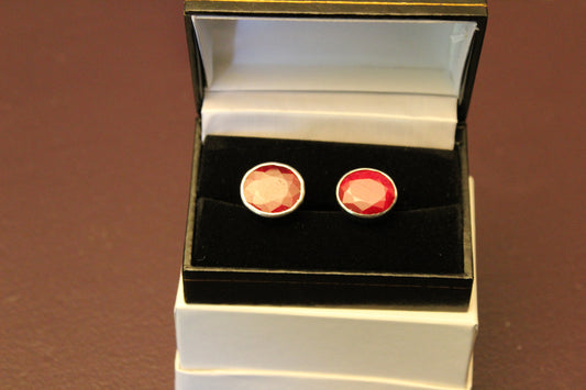 Vintage Sterling Silver Ruby Cufflinks