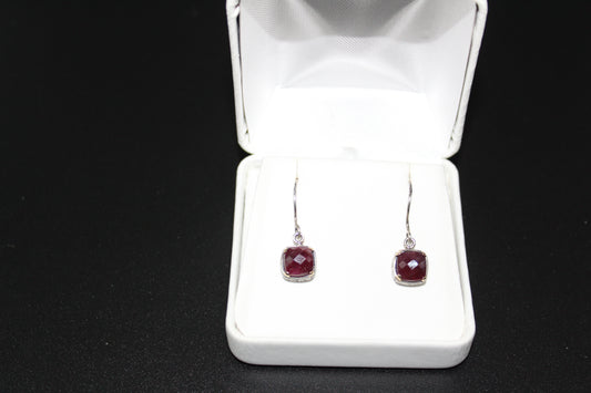 Ruby Checker Board cut Earrings