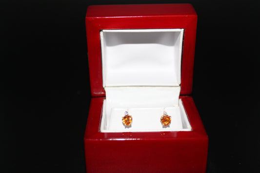 Spessartine Garnet and Diamond Earrings