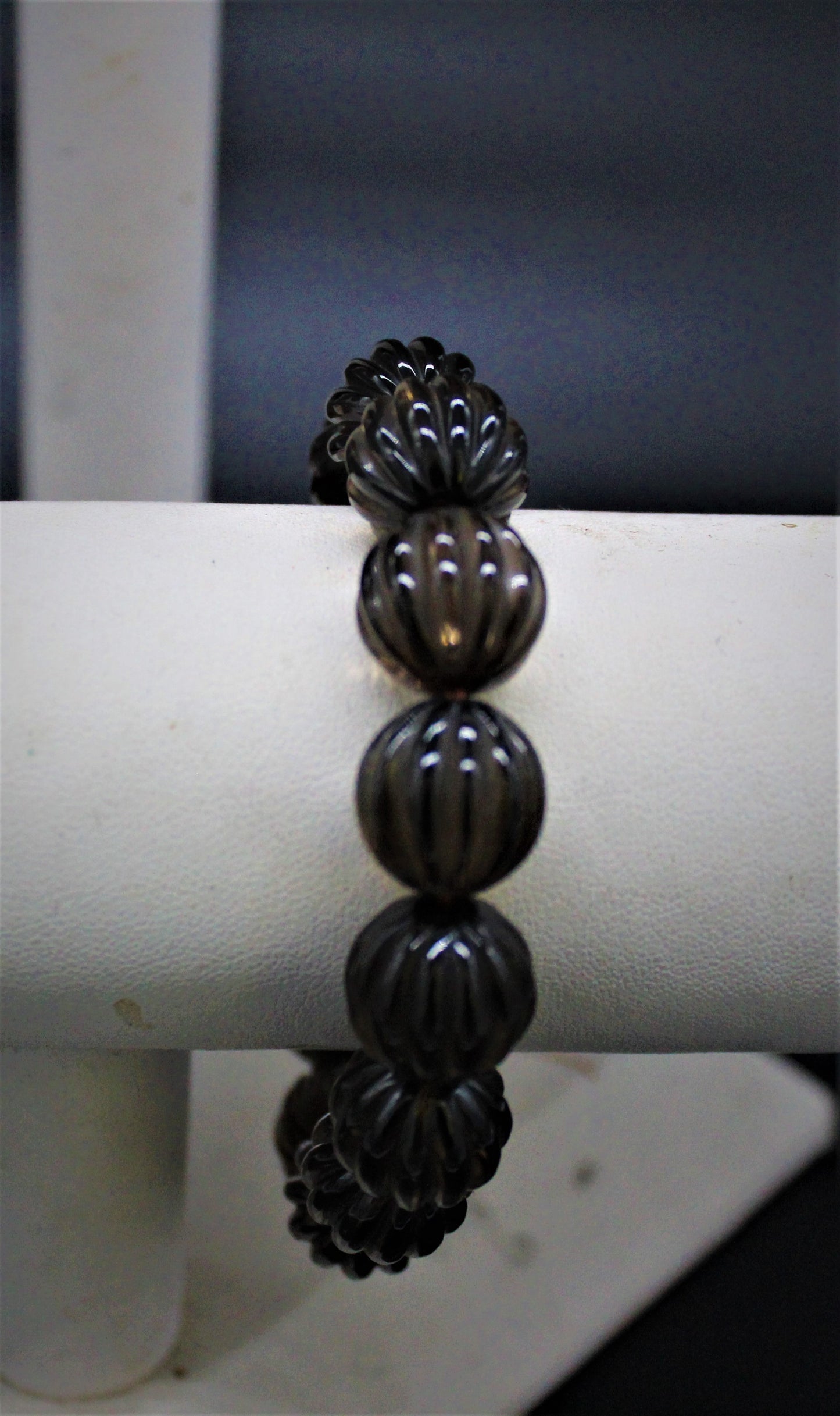 Carved Bead Smokey Quartz Bracelet