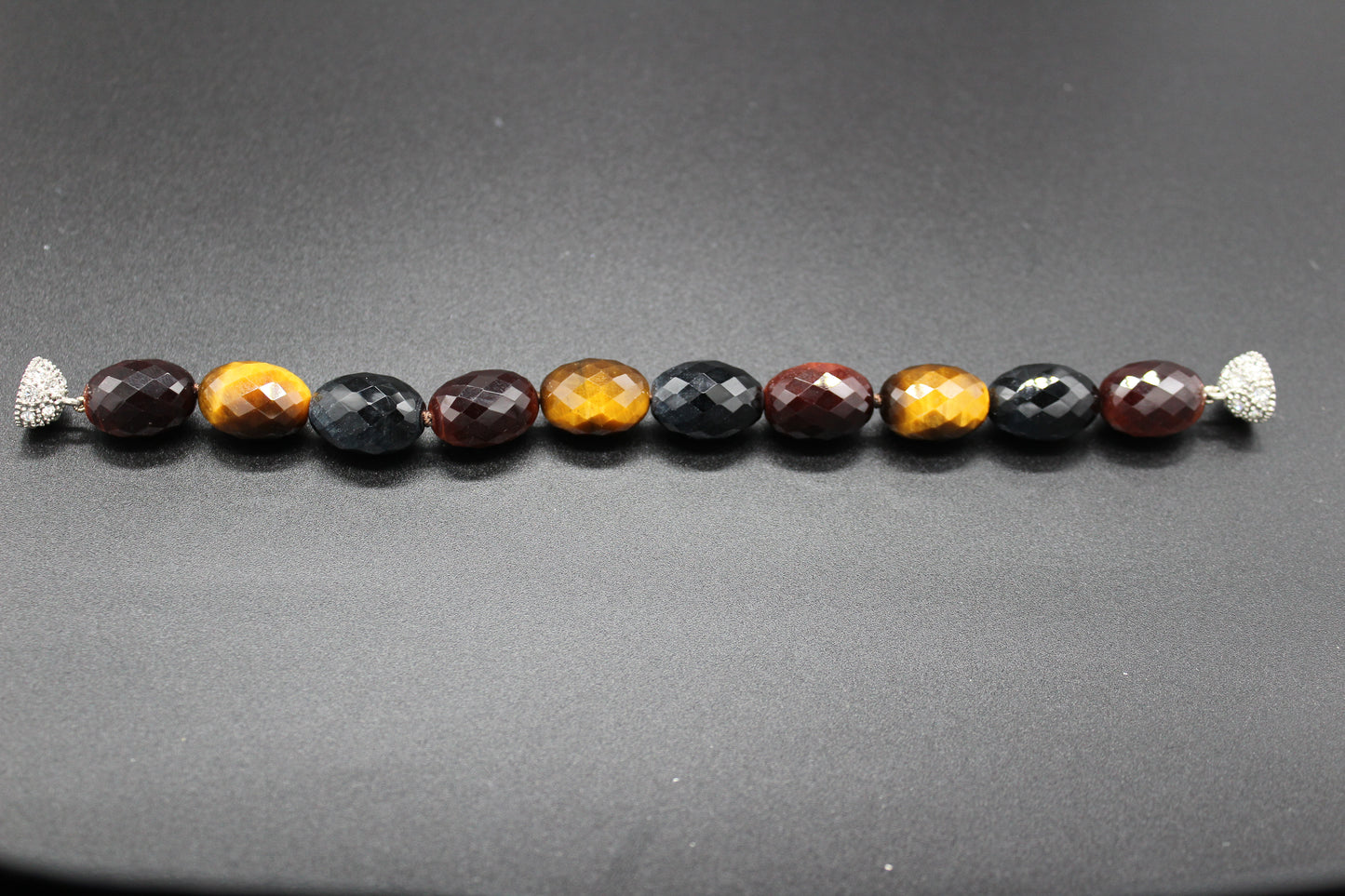 Multi Color Barrel Cut Tiger Eye Bracelet