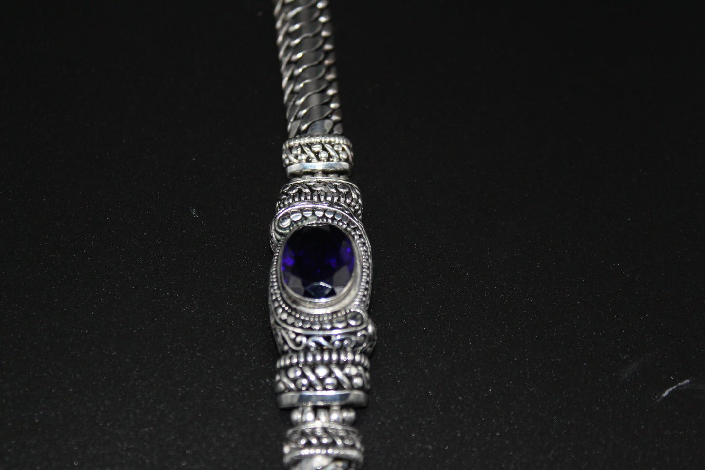 Amethyst Color CZ Bali Inspired Bracelet