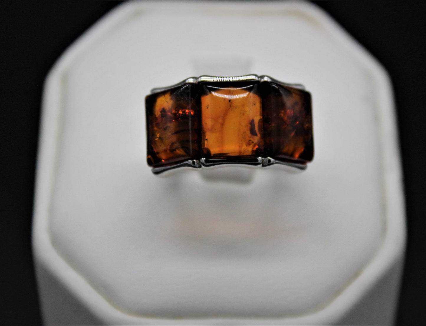 Three Stone Amber Ring