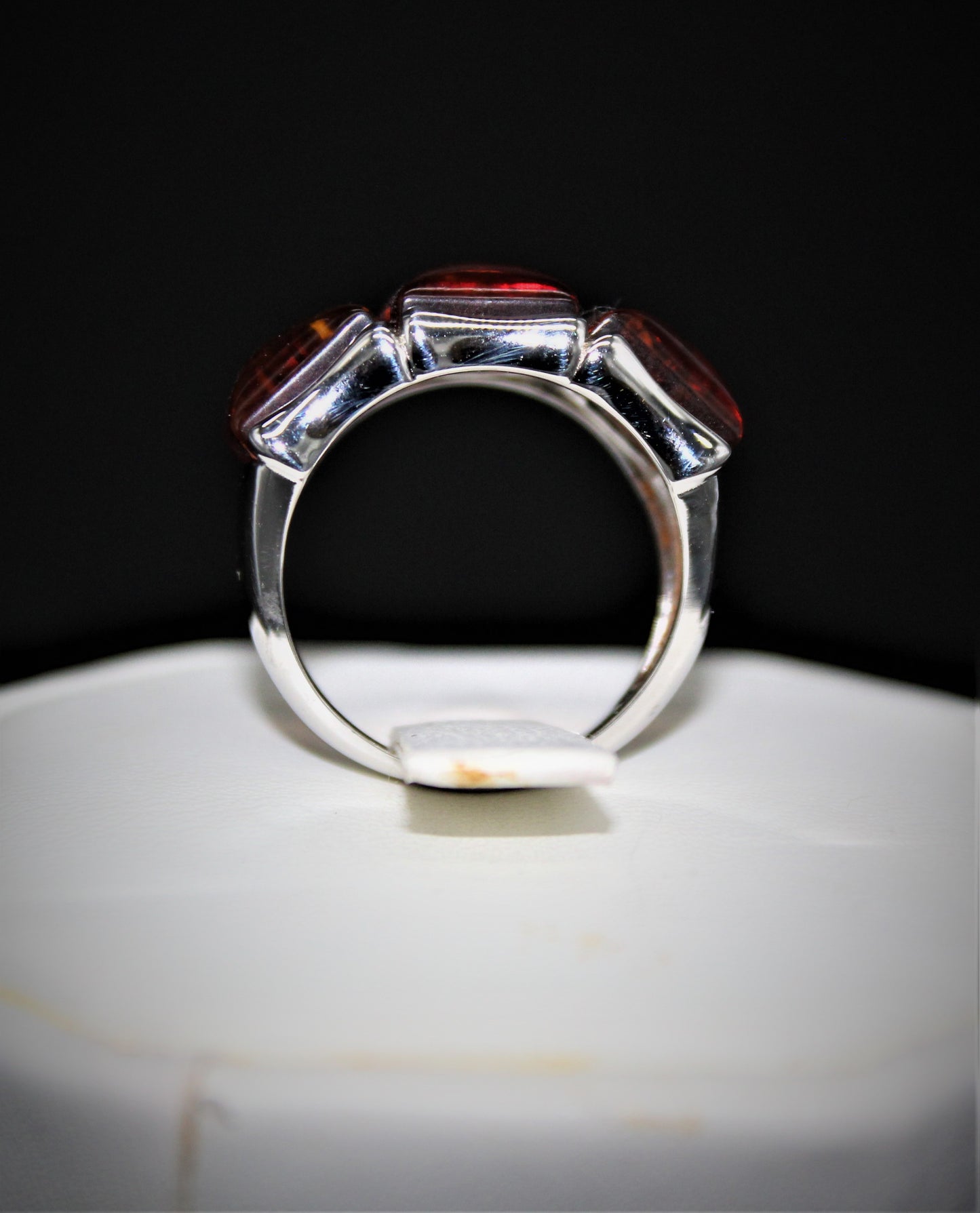 Three Stone Amber Ring