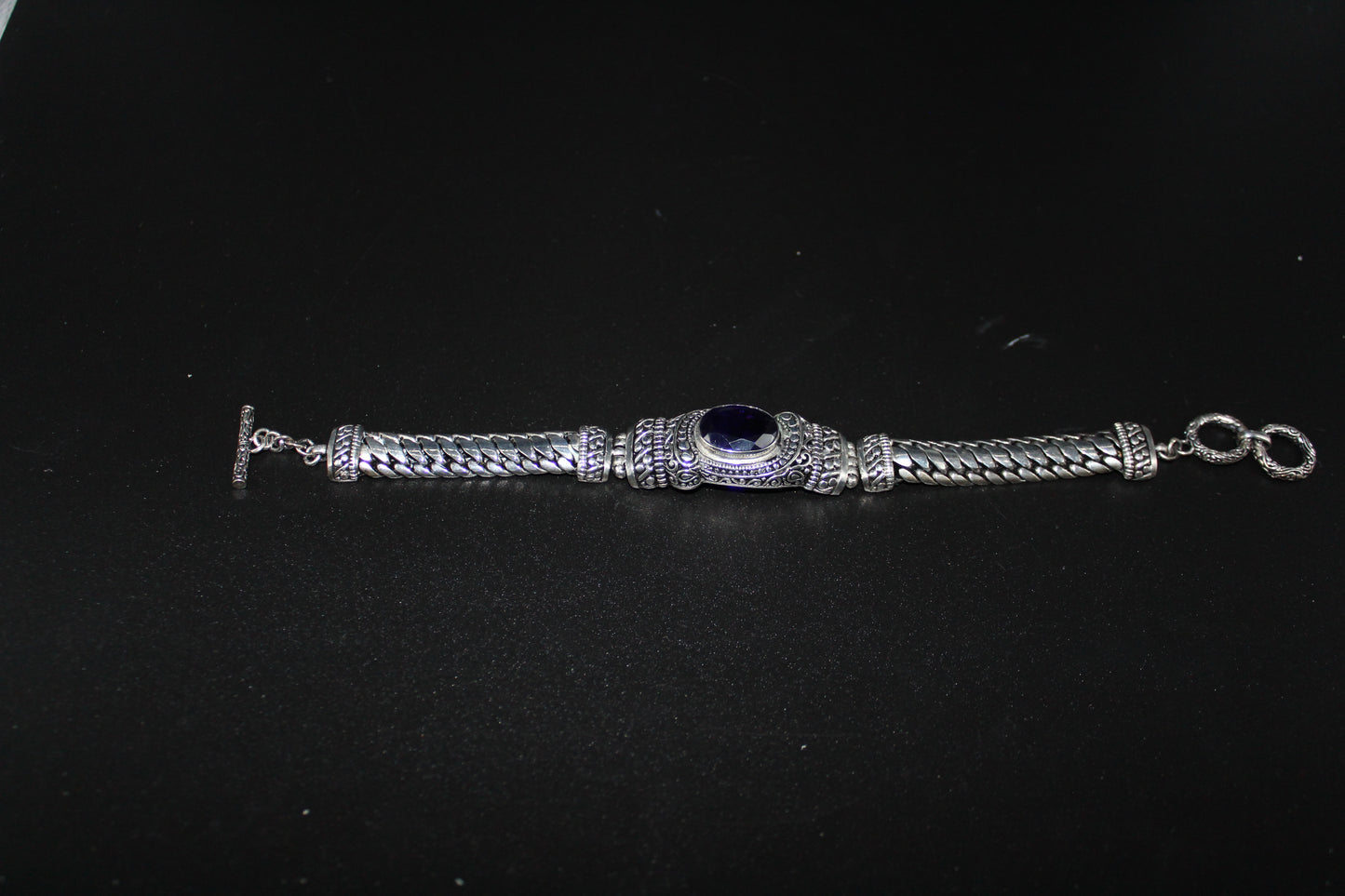 Amethyst Color CZ Bali Inspired Bracelet