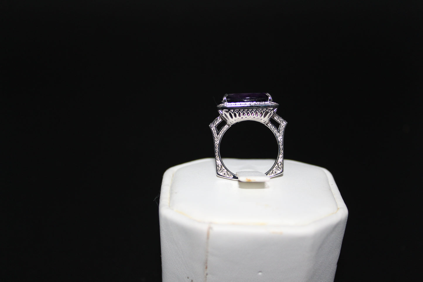 Amethyst and White Zircon Ring