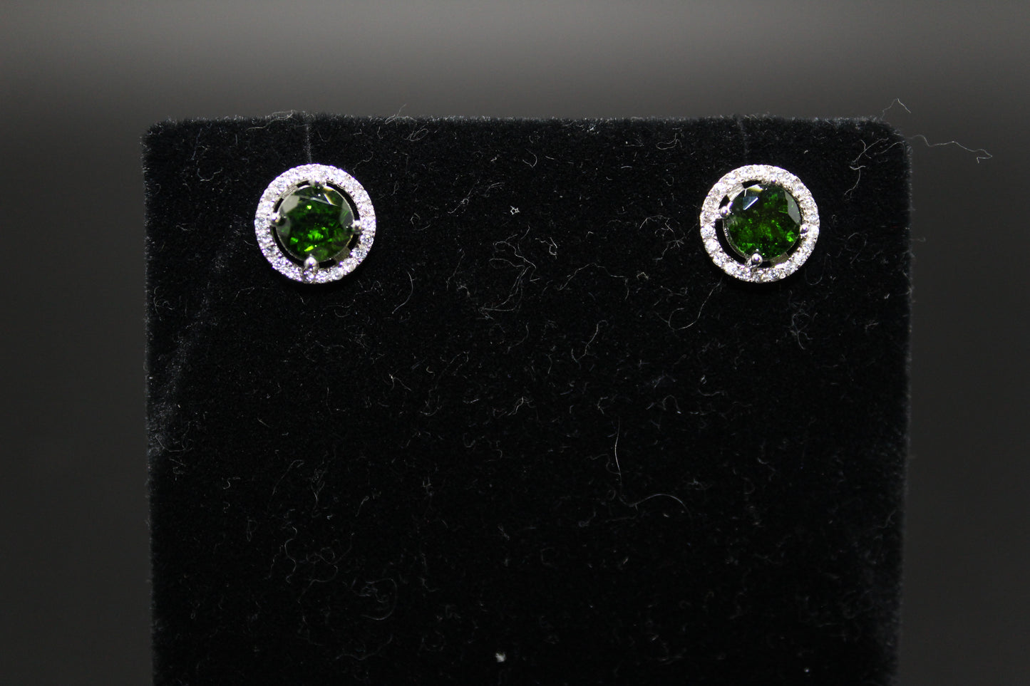 Chrome Diopside and White Zircon Earrings