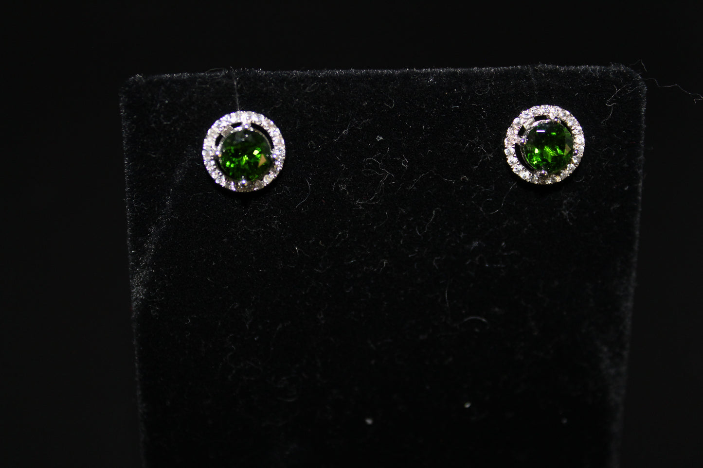 Chrome Diopside and White Zircon Earrings