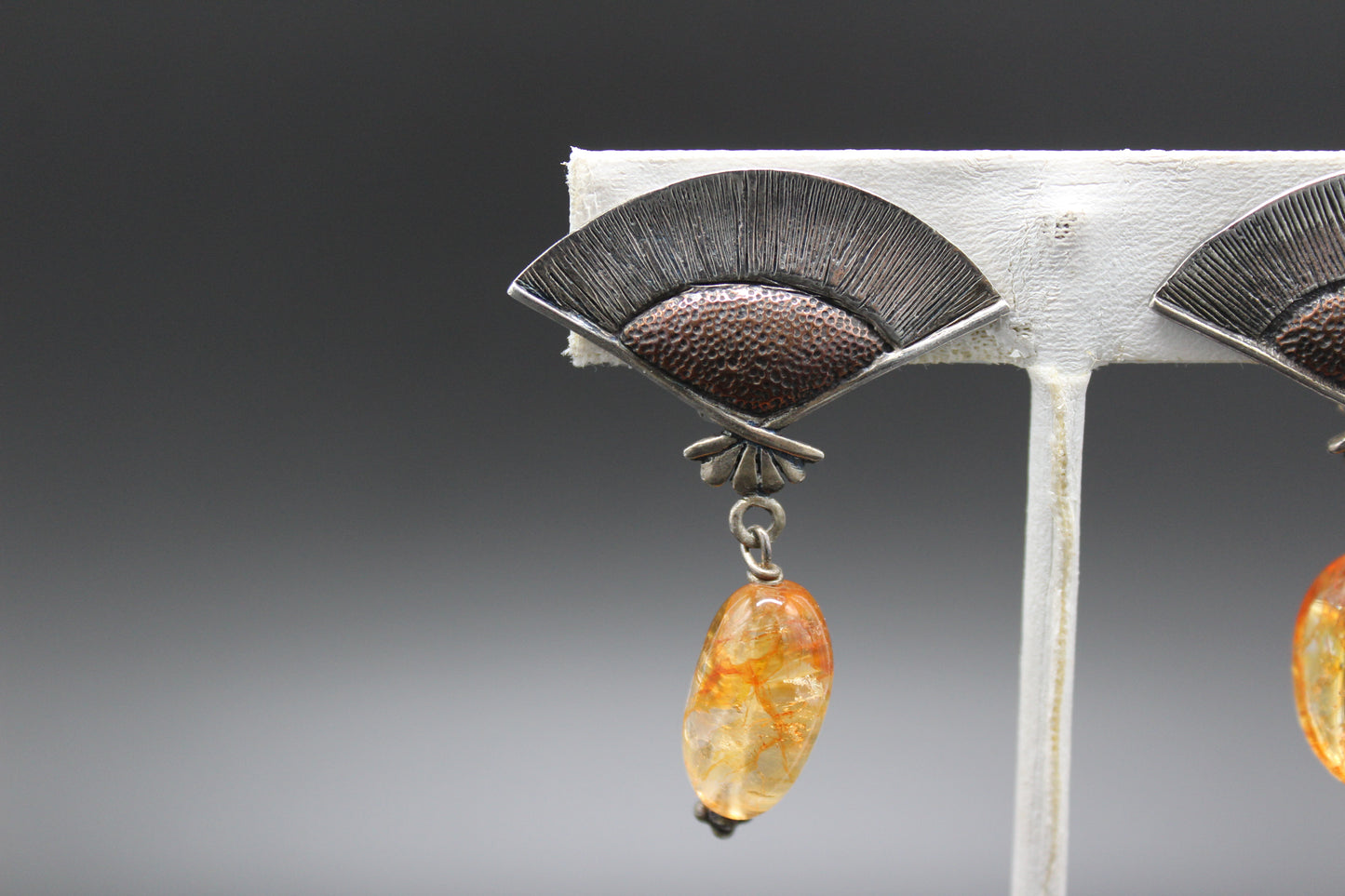 Silver and Copper Citrine Clip Earrings