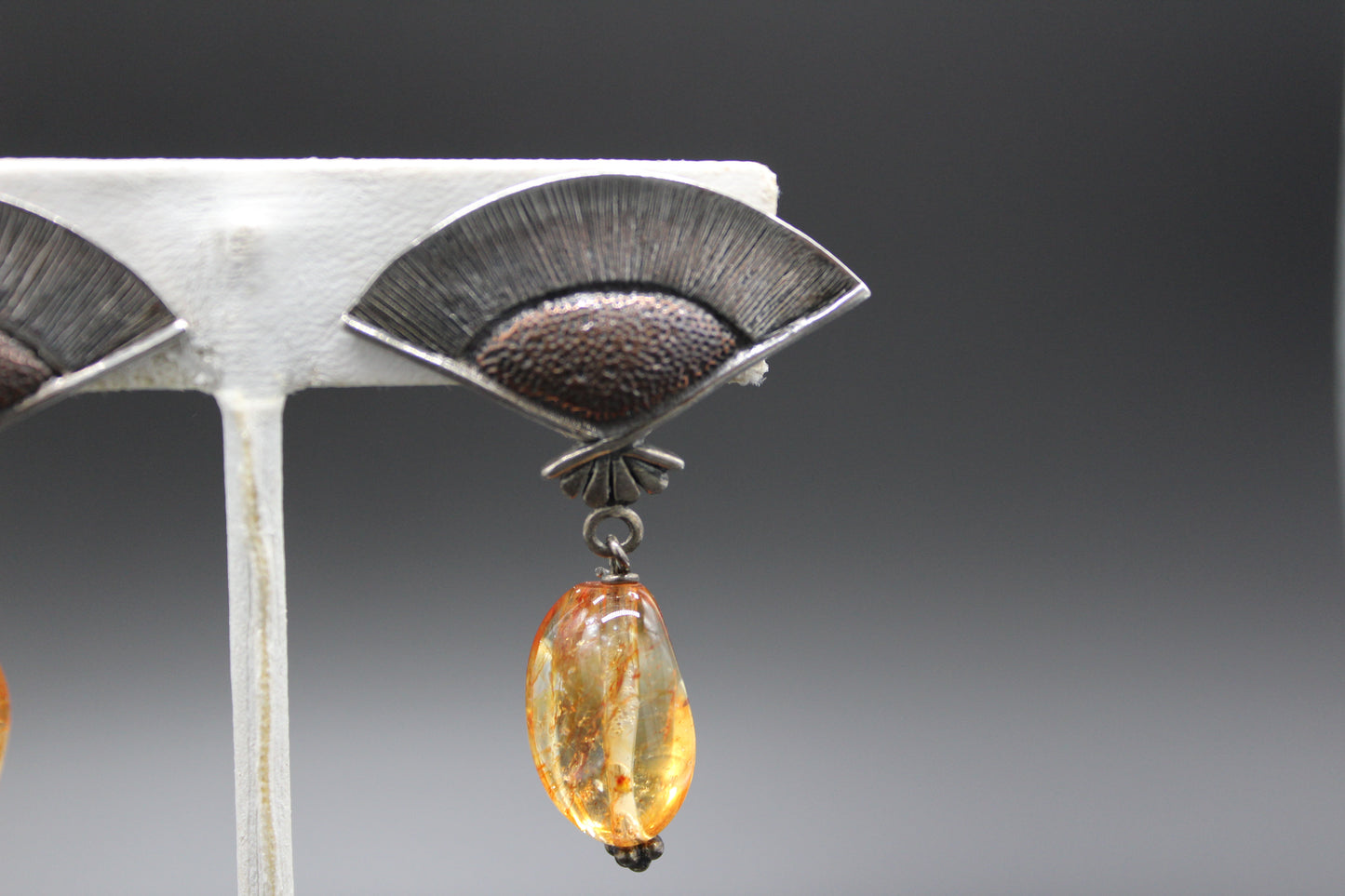 Silver and Copper Citrine Clip Earrings