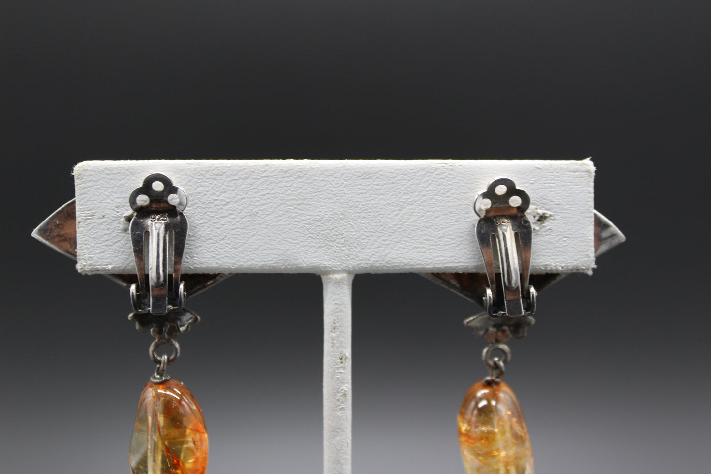 Silver and Copper Citrine Clip Earrings