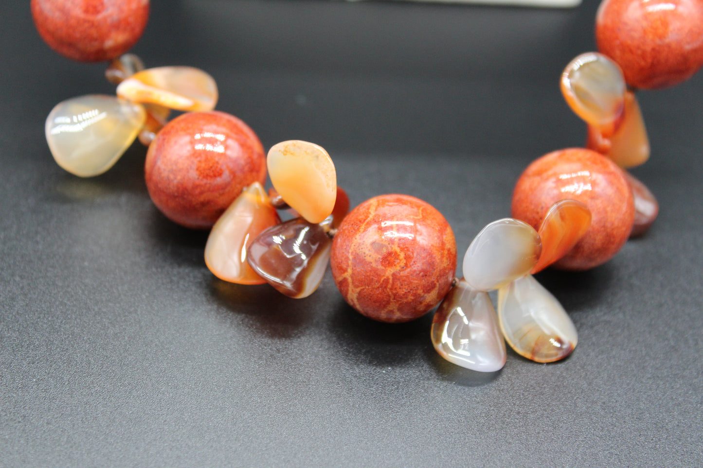 Corral and Carnelian Flake necklace