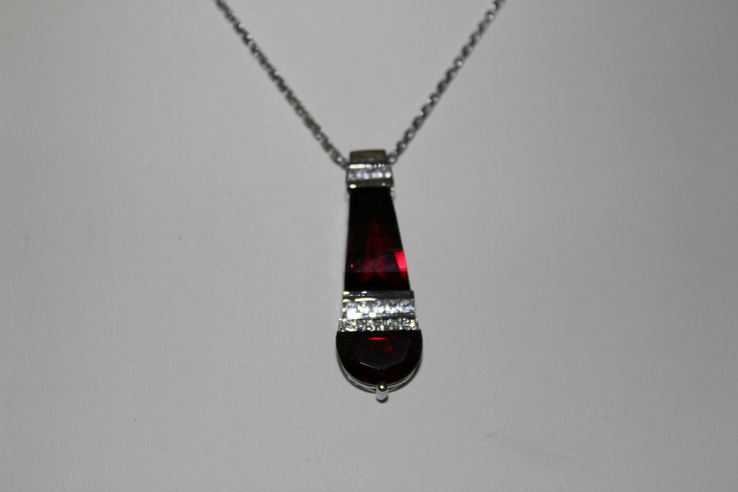 Garnet white Topaz and Diamond Pendant