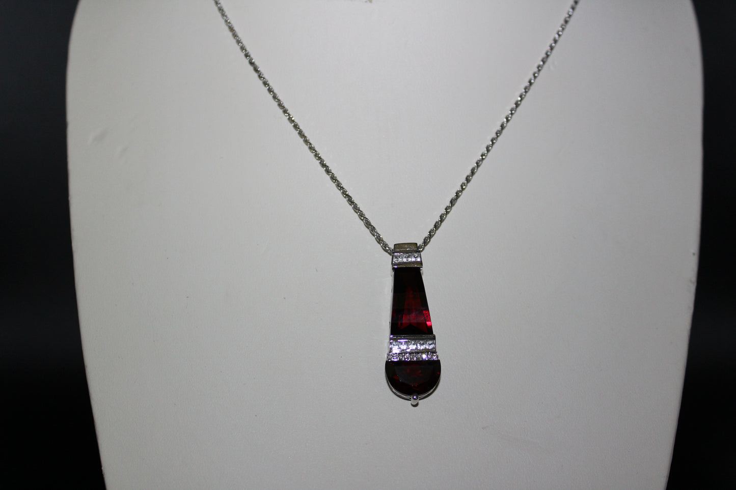 Garnet white Topaz and Diamond Pendant