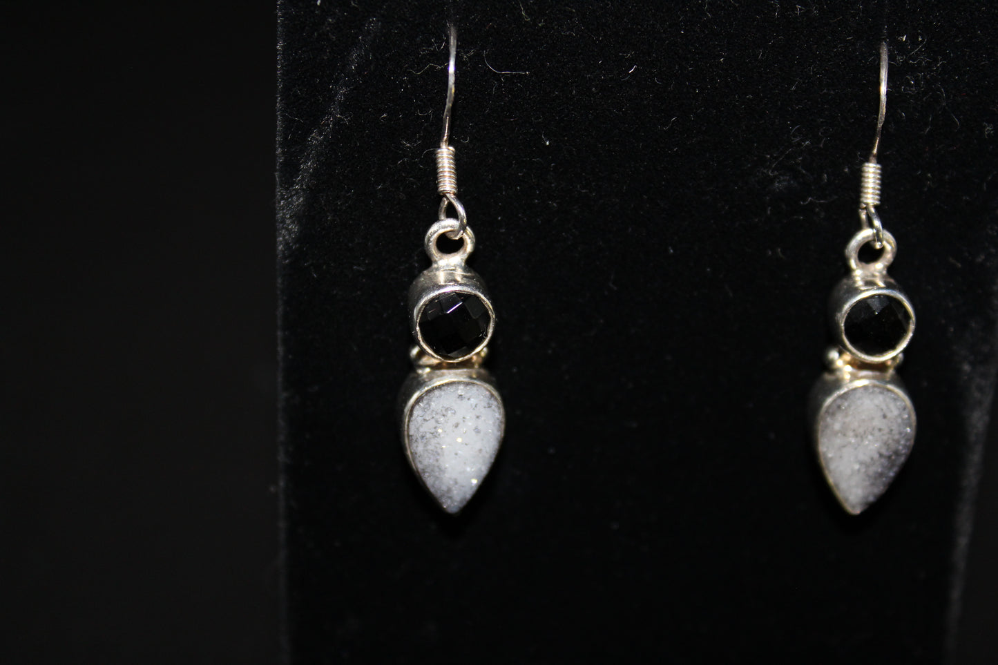Onyx and Druze Earrings