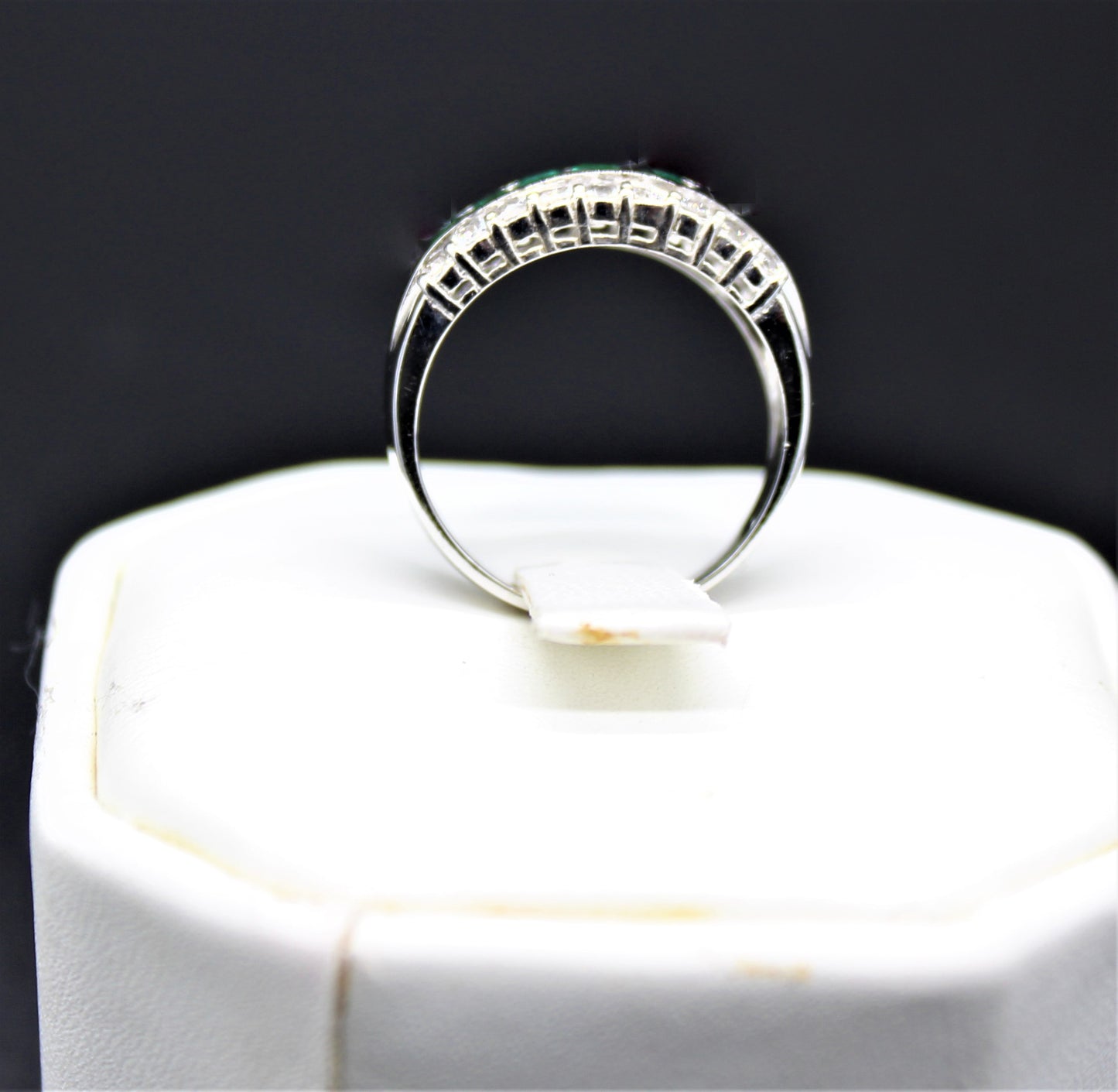 Emerald and White Topaz Ring