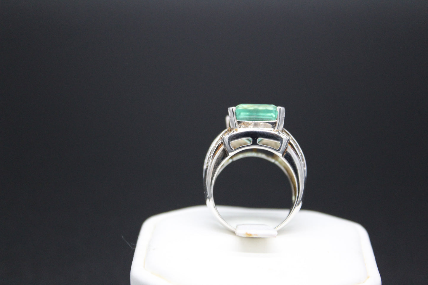 Fluorite White Topaz and Blue Diamond Ring