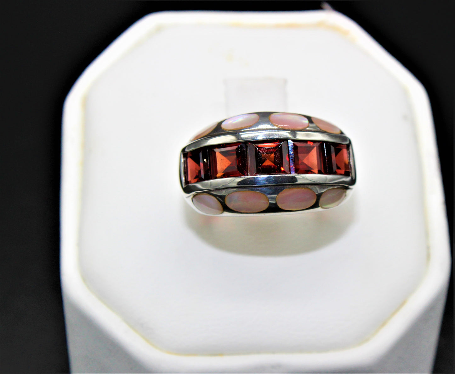 Garnet and Mother of Pearl Ring