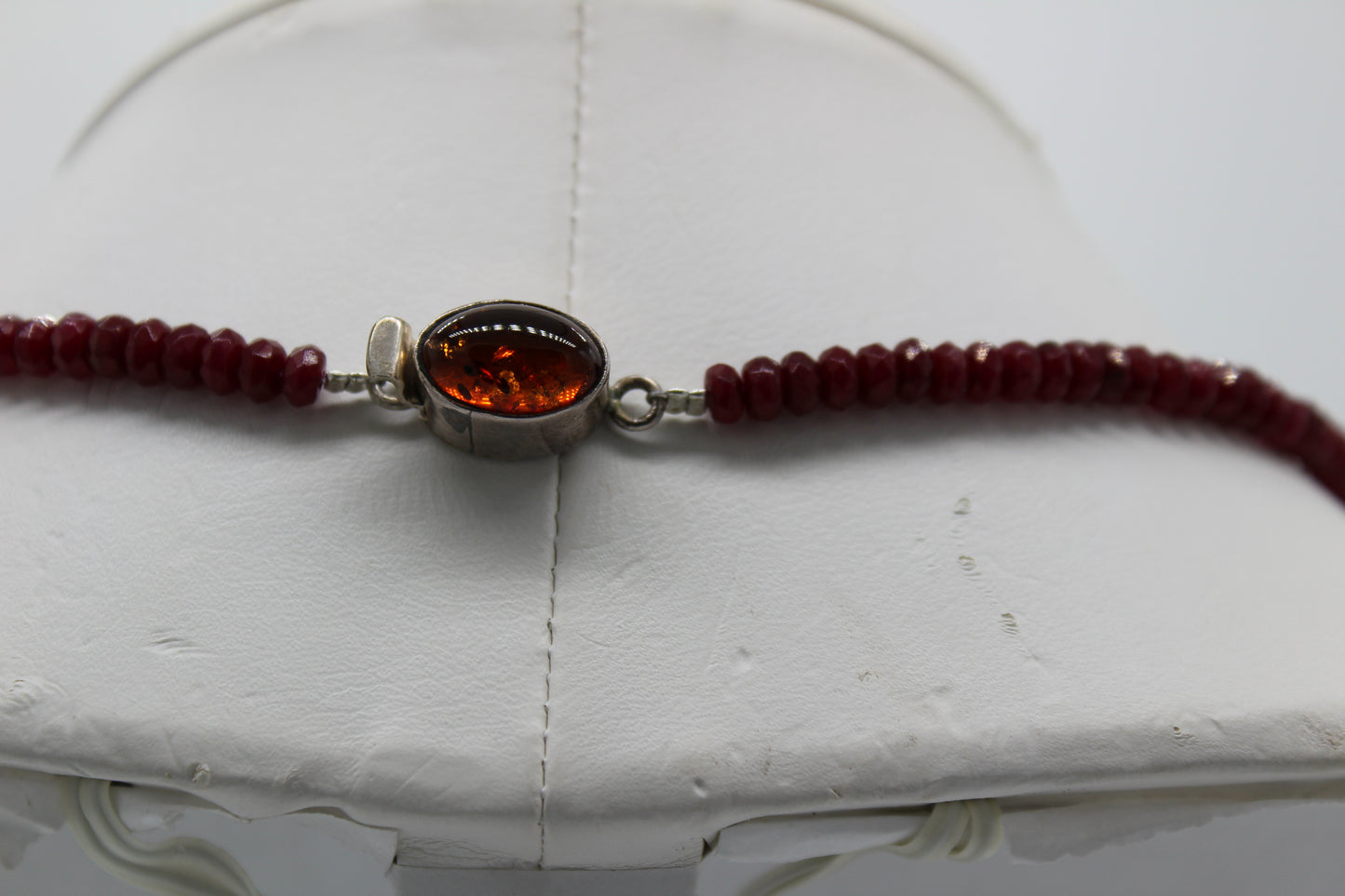 Enhanced Red color Jade Necklace