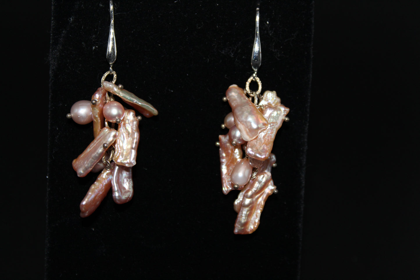 Fresh Water Keshi and oval Pearl earrings