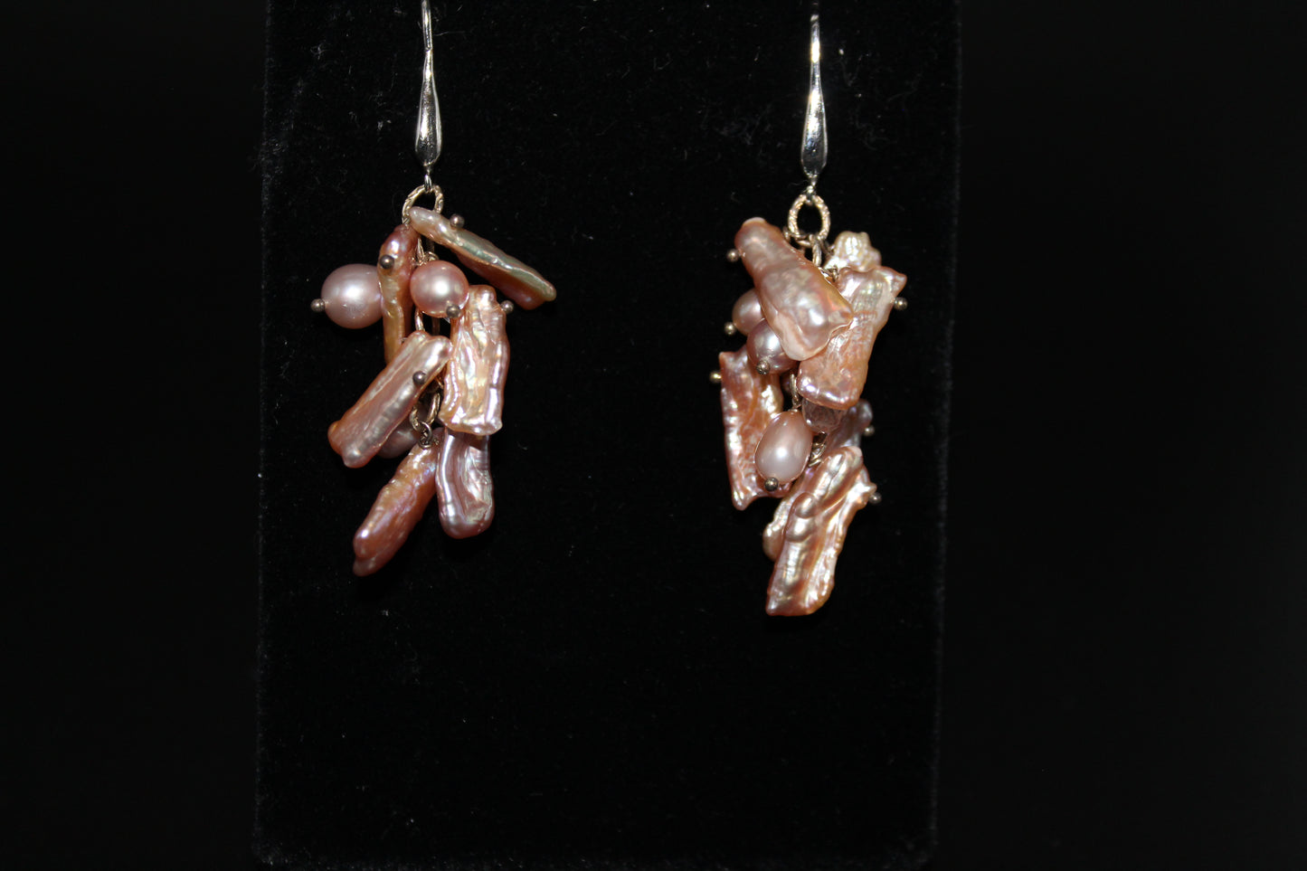Fresh Water Keshi and oval Pearl earrings