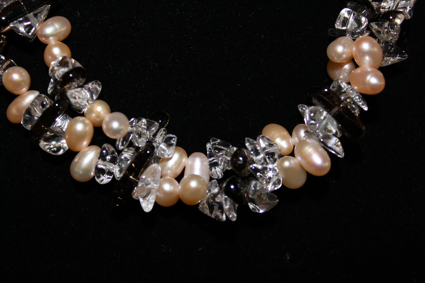 Pearl Smokey and Clear Quartz Neck lace