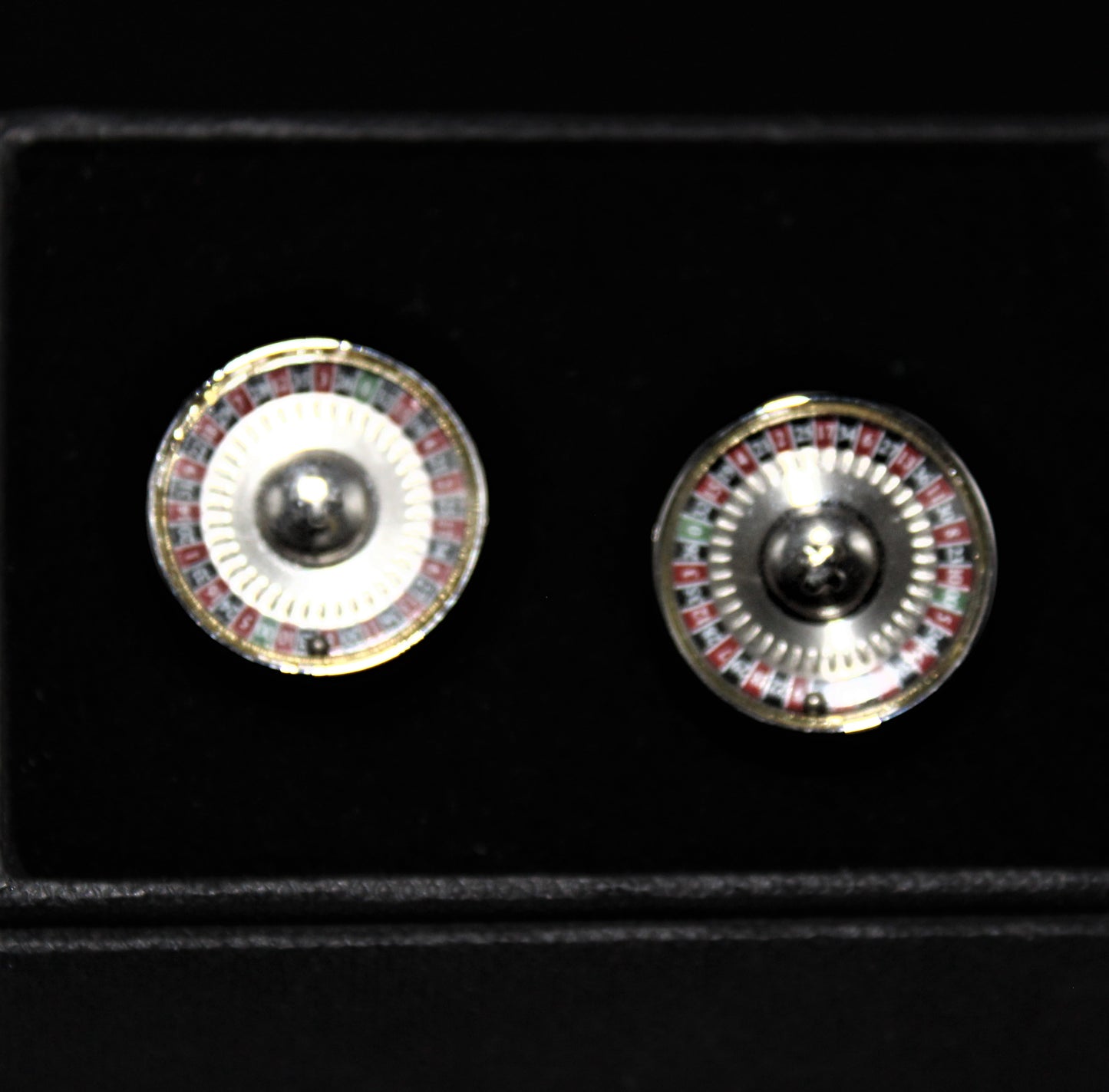 Vintage Silver Tone Roulette Wheel Cufflinks