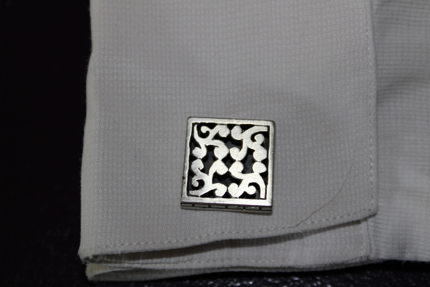 Vintage Sterling Silver Grid design Cufflinks