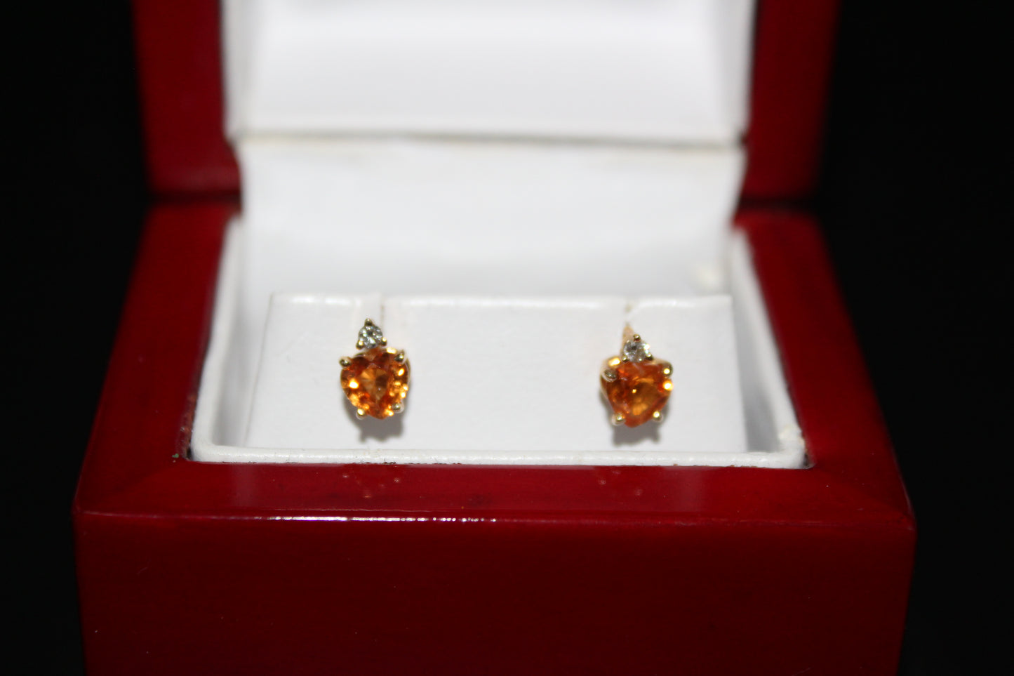 Spessartine Garnet and Diamond Earrings