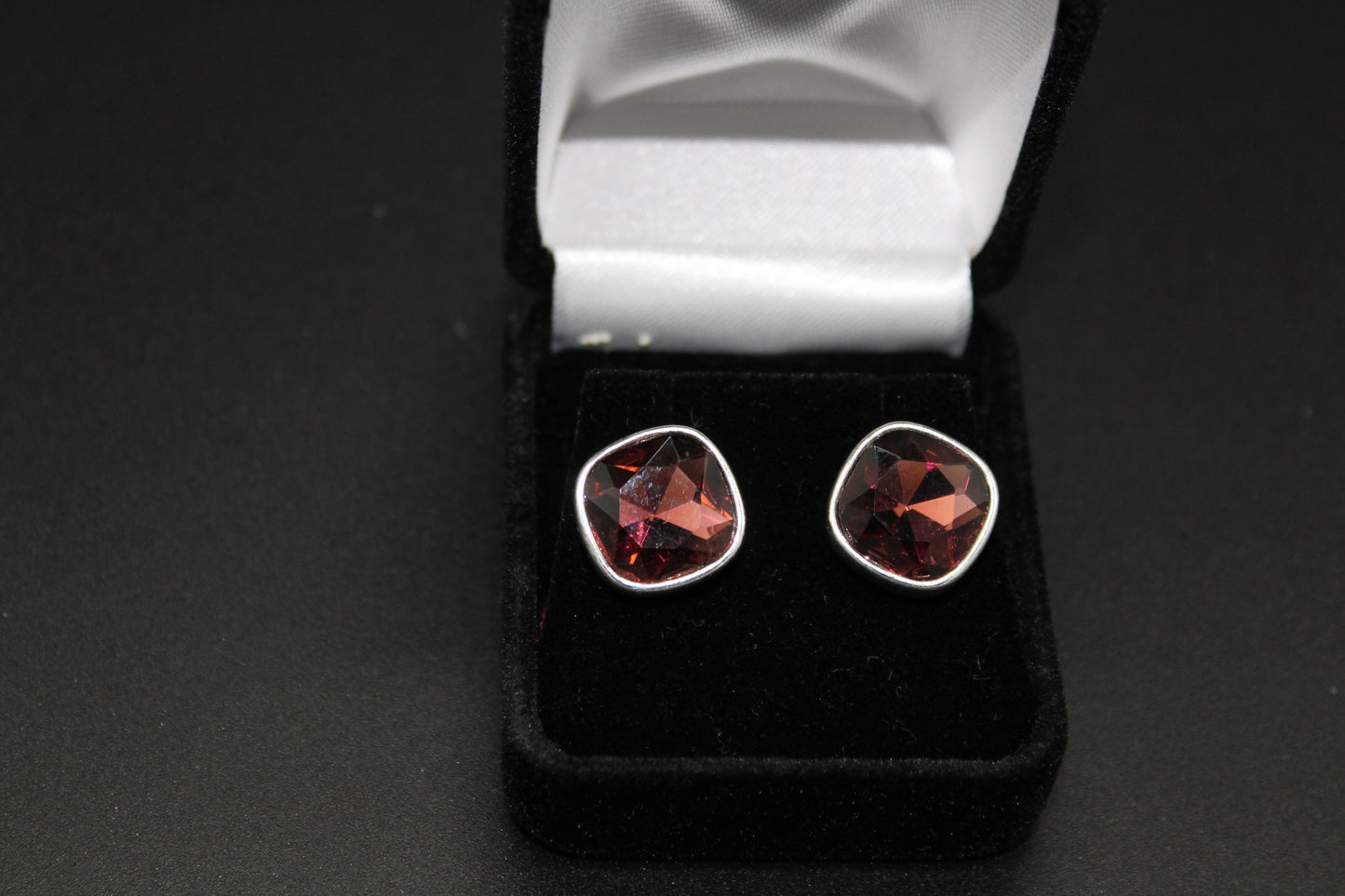 Faceted Plum Glass Earrings