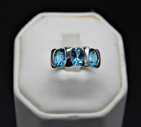 Sterling Silver 3 Stone Topaz Ring