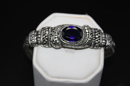 Amethyst Color CZ Bali Inspired Bracelet